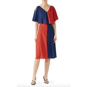 DEREK LAM COLLECTIVE Dress Size 40 / Size 8 US Red Blue Handkerchief